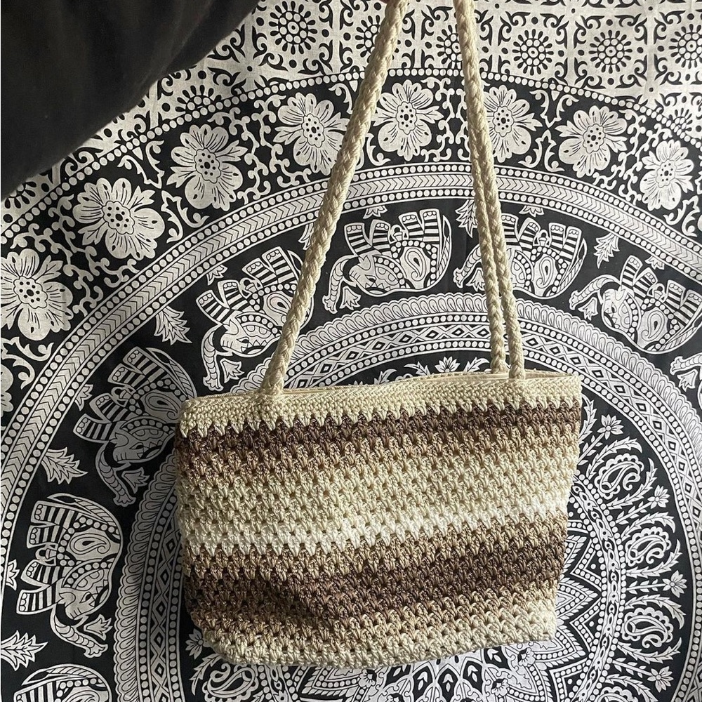 Crocheted brown/tan bag